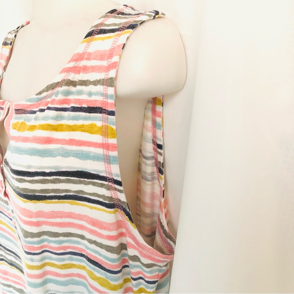 T by TALBOTS Striped Henley Sleeveless T Shirt Dress - Picture 5 of 11